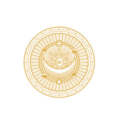 Magic Sacred Symbol With Moon And Sun Mandala