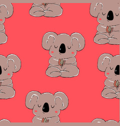 Seamless Pattern With Cute Koala Baby On Color