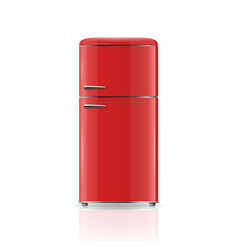 3d Realistic Red Retro Vintage Fridge Icon