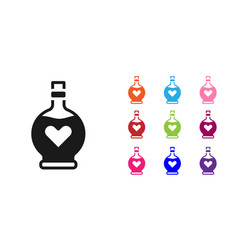 Black Bottle With Love Potion Icon Isolated On