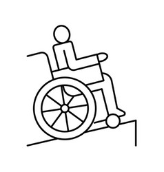 Disabled In Wheelchair Riding Line Icon