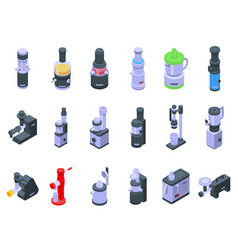 Juicer Icons Set Isometric Home Food