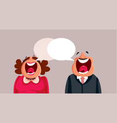 Mature Couple Speaking And Arguing Cartoon