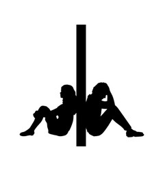 Silhouettes Pensive Man And Woman Sitting