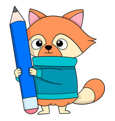 Student Civet Child Is Holding A Large Pencil