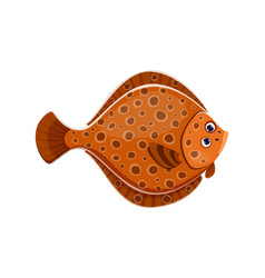 Cartoon Flounder Fish Character Marine Creature