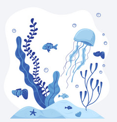 Ocean Life Composition With Jelly Fish And Bubbles