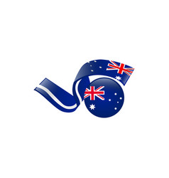 Round Australia Flag With Ribbon Element