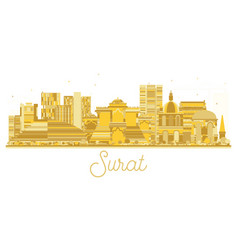 Surat India City Skyline Golden Silhouette