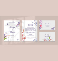 Wedding Card Template Water Color Floral Leaf