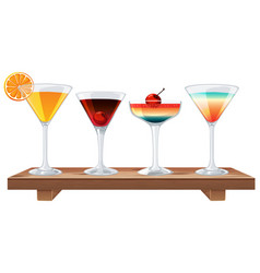 Assorted Cocktails In Elegant Glasses On Display