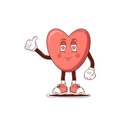 Character In Love Heart Groovy Retro Cartoon