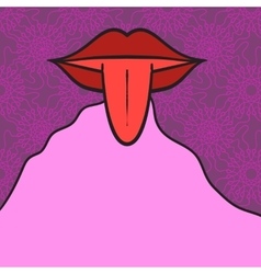 Women Mouth Open With Tongue Out On Pink