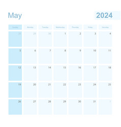 2024 May Wall Planner In Blue Color Week Starts