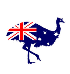 Australian Flag Over Emu Bird Silhouette