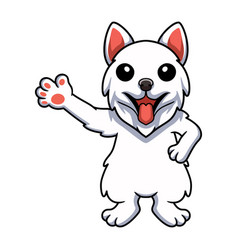 Cute Samoyed Dog Cartoon Waving Hand