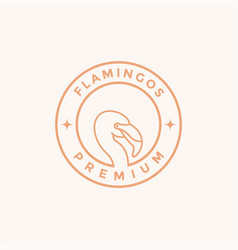 Line Flamingo Minimalist Badge Logo Design