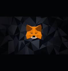 Metamask Logo Sign On Polygonal Dark Background