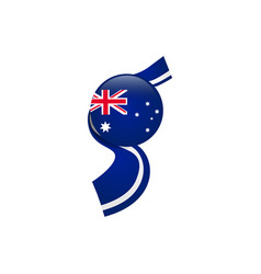 Round Australia Flag With Wavy Banner Ribbon