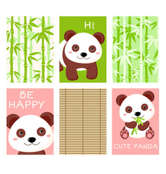 Greeting Cards Set With Cute Panda