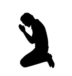 Silhouette Man Sitting On Her Knees Praying