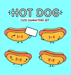 Funny Cute Happy Hot Dog Characters Bundle Set