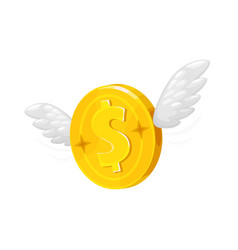 Golden Coin On Wings Flying Dollar Money 3d Icon