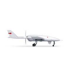 Military Drone With Landing Gear On White