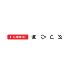 Subscribe Red Button With Bell Notification Set