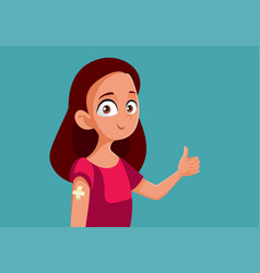 Vaccinated Teen Girl Holding Thumbs Up Cartoon