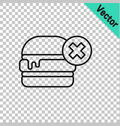 Black Line No Burger Icon Isolated On Transparent