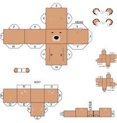 Teddy Bear Character Cartoon Cube Craft Design