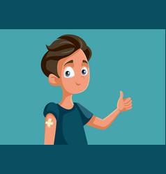 Vaccinated Teen Boy Holding Thumbs Up Cartoon