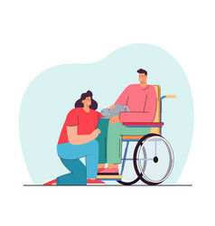 Cartoon Man In Wheelchair With Cute Cat On Lap