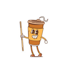 Cartoon Retro Coffee Drink Cup Groovy Character