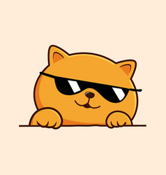 Orange Cat Cartoon Cool With Sunglasses - Cute