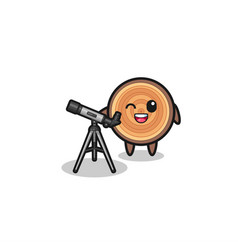 Wood Grain Astronomer Mascot With A Modern