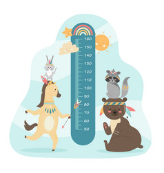 Kids Height Chart With Cute Boho Animals Ruler