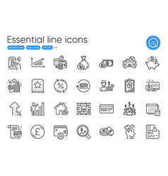 Shopping Bags Report And Wallet Line Icons For