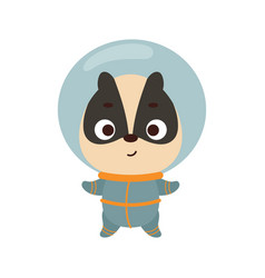 Cute Little Spaceman Badger On White Background