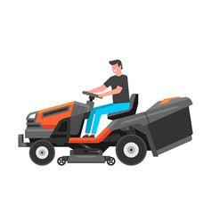 Man Driving A Riding Lawn Mower