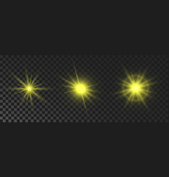 Set Of Yellow Glowing Sparkling Stars