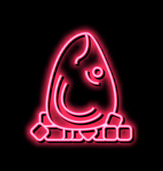 Tuna Fish Head With Ice Cubes Neon Glow Icon