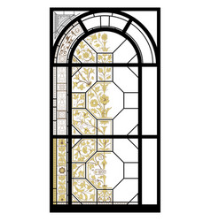 A Stained Glass Window With Floral Design