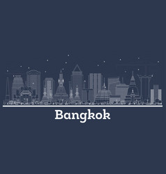 Outline Bangkok Thailand City Skyline With White