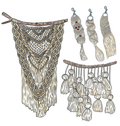 Set Macrame Boho Style Wall Hangers