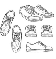 Set Sketch Skaters Shoes Top Side And Front