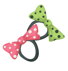 Hair Band With Ribbons And Polka Dot Print