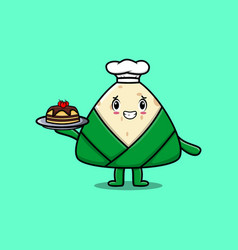 Cartoon Chef Chinese Rice Dumpling Serving Cake