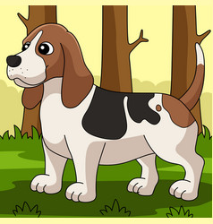 Basset Hound Dog Colored Cartoon